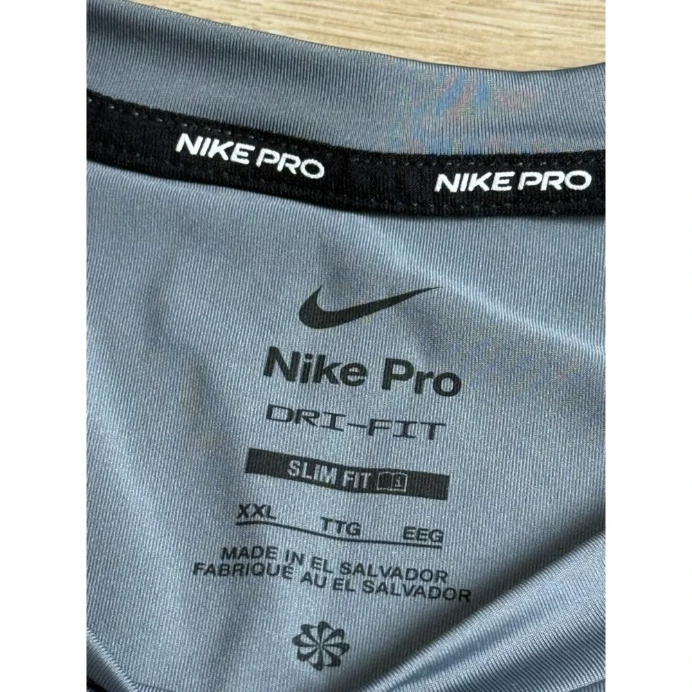 EUC Mens Nike Pro dri fit slim fit gray long sleeve athletic tshirt size XXL